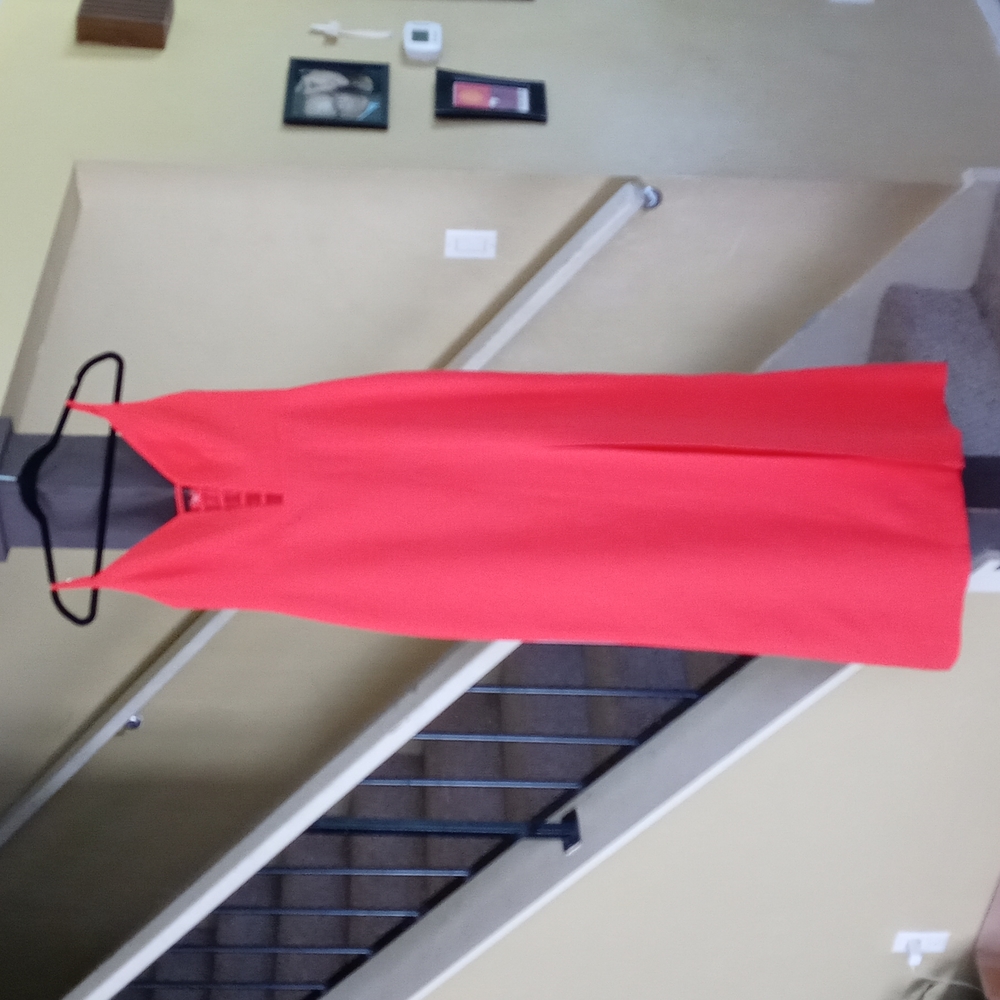 BCBGMaxazria Long Orange Cut-Out Evening Dress Thigh-High Side-Slit (Ariel)Sz 10